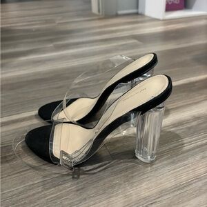 Pretty Little Thing Black and Clear Heels
